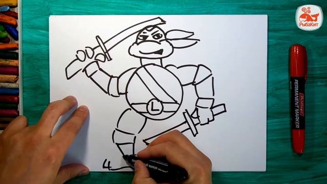Как нарисовать Черепашку Ниндзя Леонардо / How to draw a Ninja Turtles Leonardo смотреть онлайн
