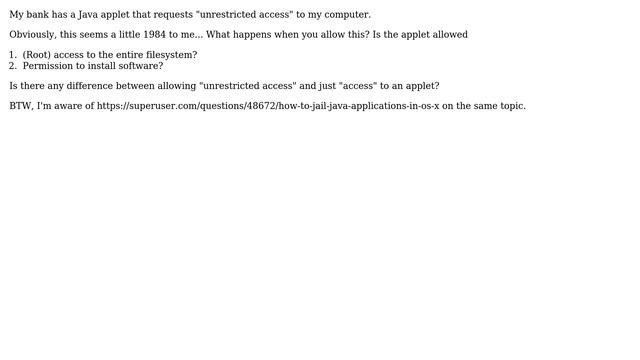 Mac OS X: Java Applet requests "unrestricted acces" смотреть онлайн