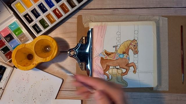 Рисую акварелью карусель.Продолжение эксперимента.Акварельный скетч #drawing #watercolor #sketching смотреть онлайн