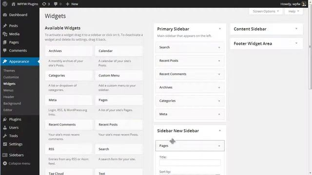 WPFW - WordPress Multiple Widgets Zones - Manage Sidebars смотреть онлайн