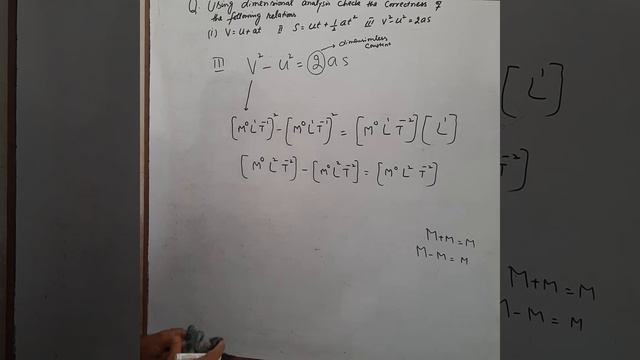 Check (i)v = u + at (ii)S = ut + 1/2 at² (iii) v² - u² = 2aS are dimensionally correct/11th Physics смотреть онлайн