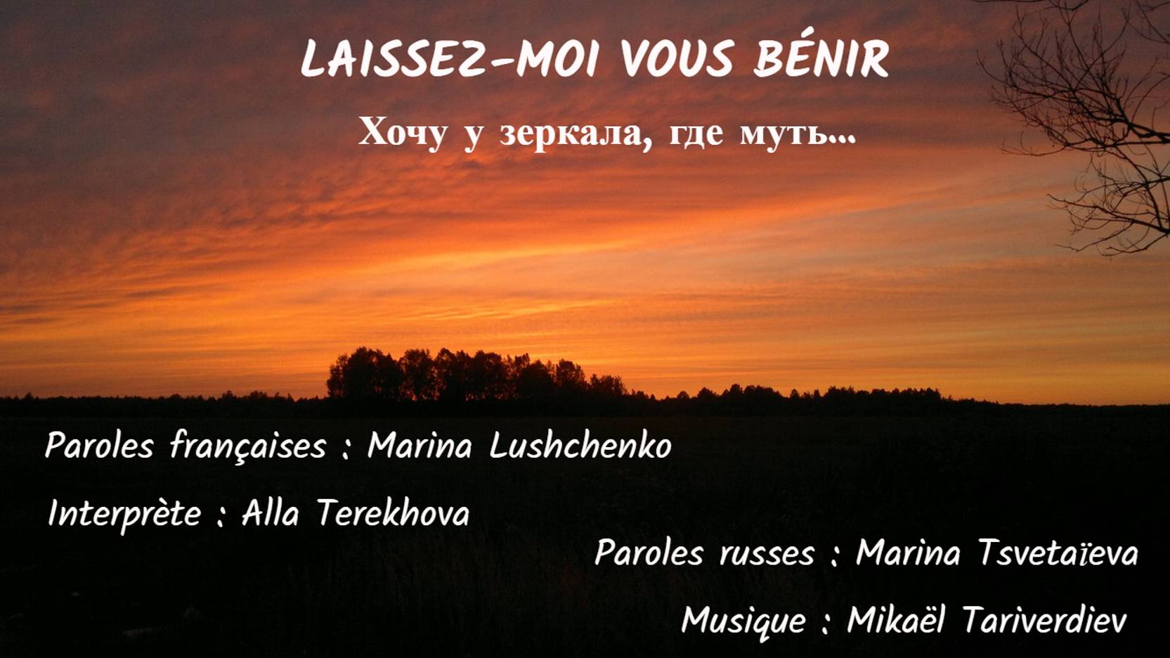 LAISSEZ-MOI VOUS BÉNIR (chanson russe en français) - ХОЧУ У ЗЕРКАЛА, ГДЕ МУТЬ (на французском) смотреть онлайн