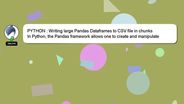 PYTHON : Writing large Pandas Dataframes to CSV file in chunks смотреть онлайн