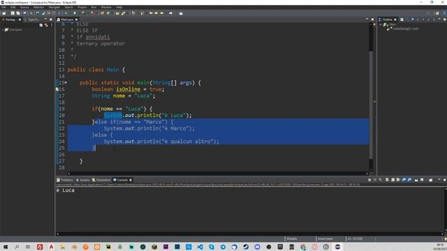 Condizioni con IF, ELSE e ELSE IF - JAVA TUTORIAL ITALIANO 11 смотреть онлайн