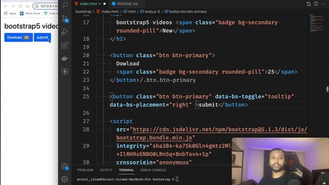 Bootstrap5 Bangla Tutorial 20 : badge, tooltip, progress смотреть онлайн