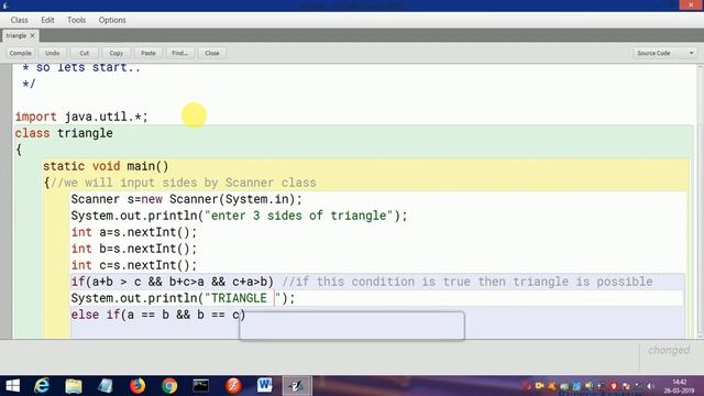 Java Program to find what type of triangle is formed,by the sides and if triangle is possible or no смотреть онлайн