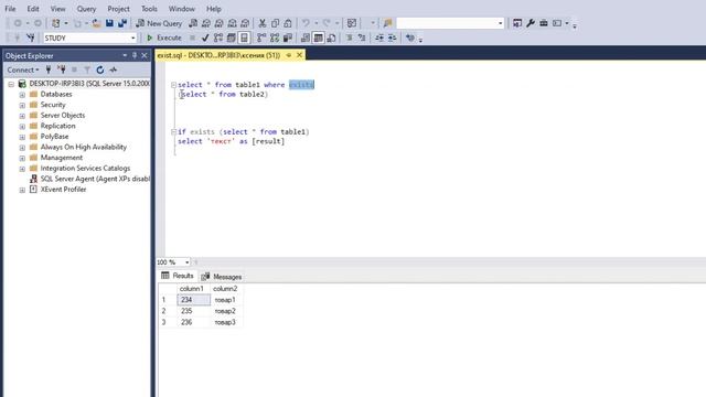 14. T-SQL MS SQL SERVER Оператор EXISTS() или проверка наличия данных в таблице смотреть онлайн