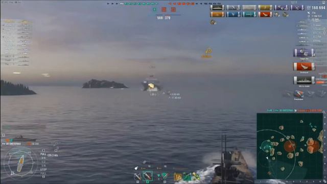 ГНЕЗЕНАУ,WORLD OF WARSHIPS тяжелый линкор.Германия смотреть онлайн