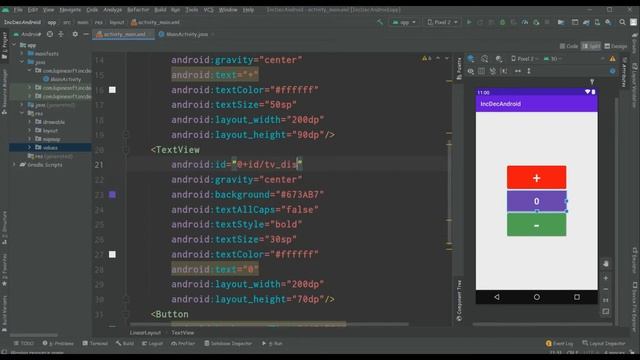 Increment decrement button in android studio смотреть онлайн