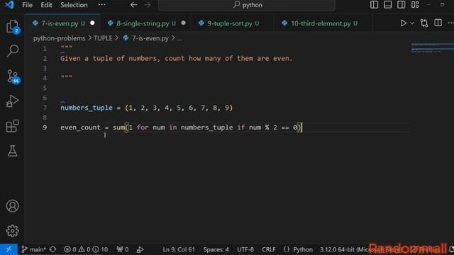 #8 PYTHON PROBLEMS AND SOLUTIONS ON TUPLES смотреть онлайн