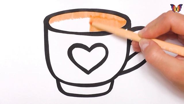 Как нарисовать ПОСУДУ / мультик раскраска ЧАШКА для детей / Учим цвета / Раскраски Малышам смотреть онлайн