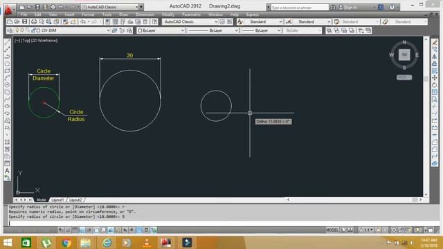 Circle Command in AutoCad II Hindi/Urdu Tutorial смотреть онлайн