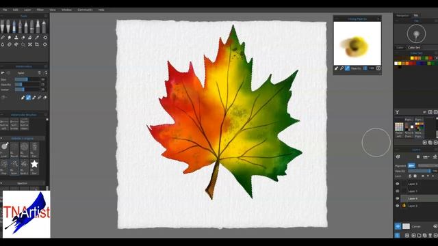 A Rebelle 5 Painting Lesson: How to Paint A Maple Leaf | Digital Watercolor Project смотреть онлайн