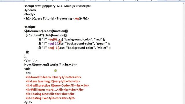 JQUERY EQ METHOD DEMO смотреть онлайн