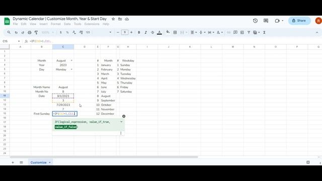 Create a Dynamic Calendar in Google Sheets | Customize Month, Year, and Start Day! #bohospreadsheet смотреть онлайн