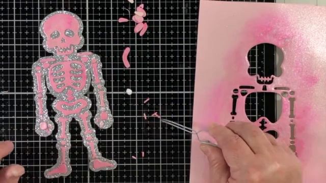 Glam Slimline Skelly Halloween Card With Trinity Stamps