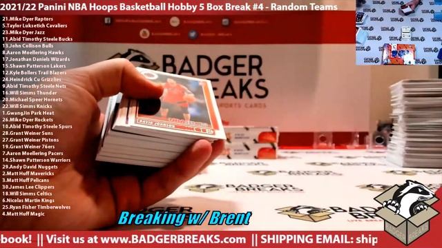 2021/22 Panini NBA Hoops Basketball Hobby 5 Box Break #4 - Random Teams смотреть онлайн