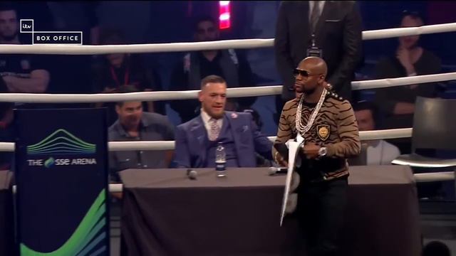McGregor Pretends To Spank Mayweather Press Conference In London
