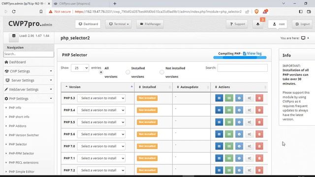 06 CWP install additional PHP versions смотреть онлайн