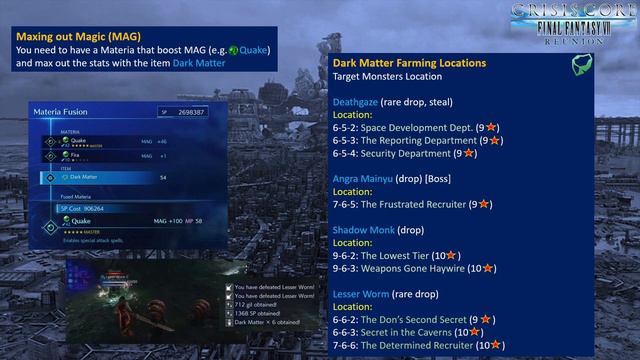 Crisis Core - Final Fantasy VII: Reunion  A Guide to how to MAX Your Stats