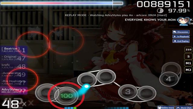 [Osu!] Artcore Jinja [HD] 94,82% A-Rank! смотреть онлайн