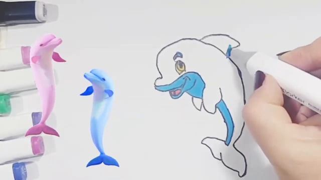 how to draw a DOLPHIN Как нарисовать дельфина como desenhar um golfinho bolalar uchun delfin смотреть онлайн