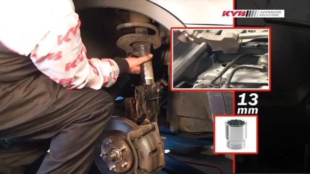 Nissan Qashqai I - FRONT - Передние амортизаторы KYB установка смотреть онлайн