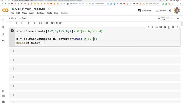 67: cumprod| TensorFlow | Tutorial смотреть онлайн