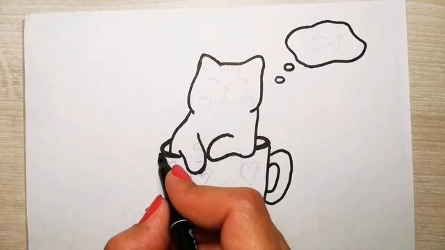 Кошка/котика в чашке/рисунок//How to draw a cat in a cup смотреть онлайн