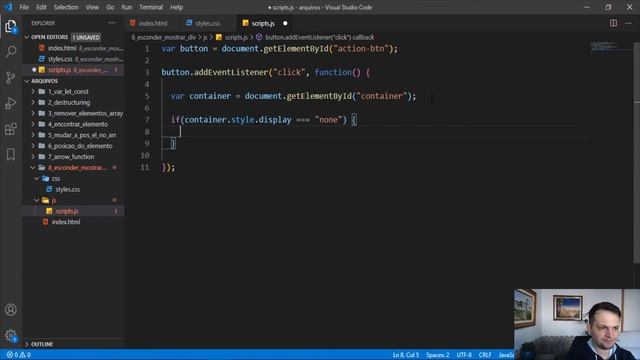 Esconder ou mostrar div com JavaScript смотреть онлайн