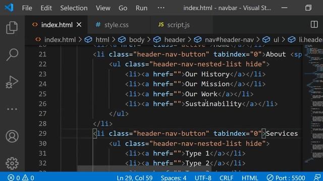 How to create a responsive navigation menu with HTML, CSS, JavaScript (2020) - Part 5: Final JS смотреть онлайн