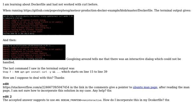 Unix & Linux: debconf error messages from apt-get install line in Dockerfile смотреть онлайн