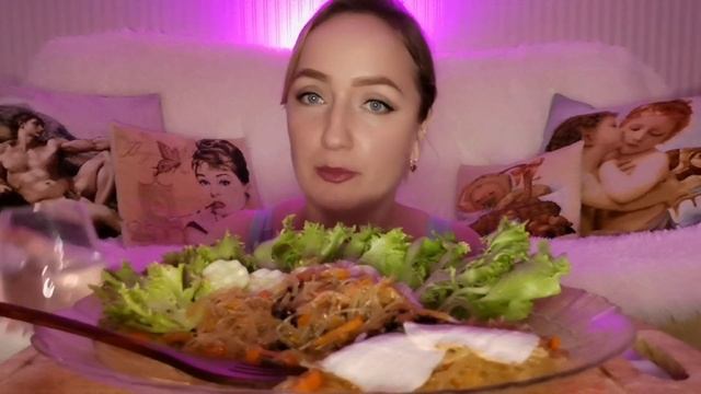 Мукбанг / Даю СОВЕТЫ по ВОСПИТАНИЮ детей / Фунчоза, мясо, овощи