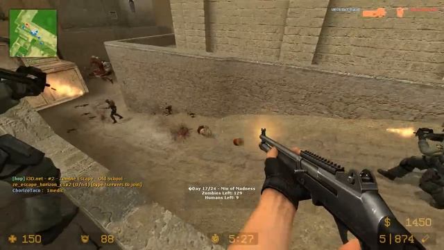Counter Strike Source Zombie Riot mod online gameplay on Dust 1 map смотреть онлайн