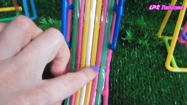 LPS Обзор детской площадки из трубочек для LPS качель горка лавочка своими руками смотреть онлайн