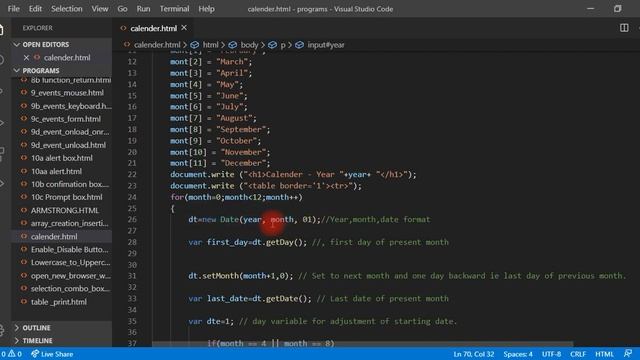 16-Full Calendar of input year using JavaScript смотреть онлайн