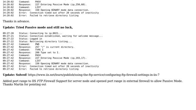 DevOps & SysAdmins: IIS 8.5 FTP - "501 Server cannot accept argument" in response to PORT command смотреть онлайн
