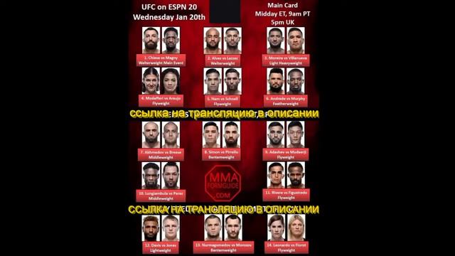 ПРЯМАЯ ТРАНСЛЯЦИЯ UFC FIGHT NIGHT смотреть онлайн