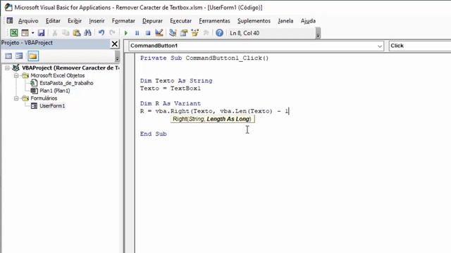 Remover CARACTERE de Texto de Textbox Excel VBA смотреть онлайн