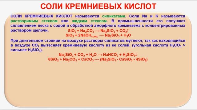№ 247. Неорганическая химия. Тема 30. Кремний и его соединения. Часть 7. Кремниевые соли смотреть онлайн