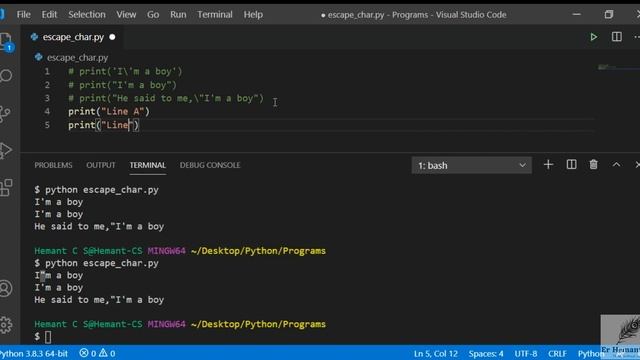 Escape Character|| Python|| In Hindi смотреть онлайн