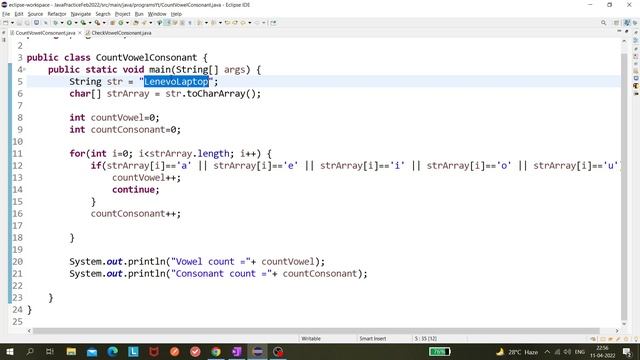 Java program to count vowels and consonants in a given String | JAVA смотреть онлайн