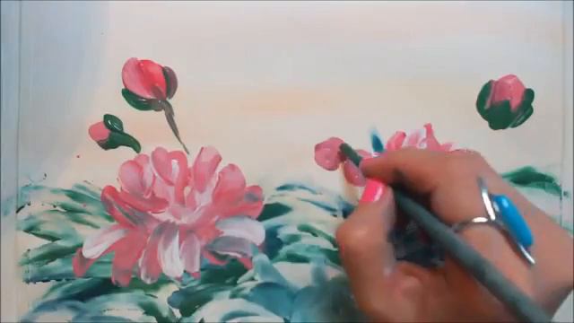 Рисуем пионы руками Гуашь смотреть онлайн