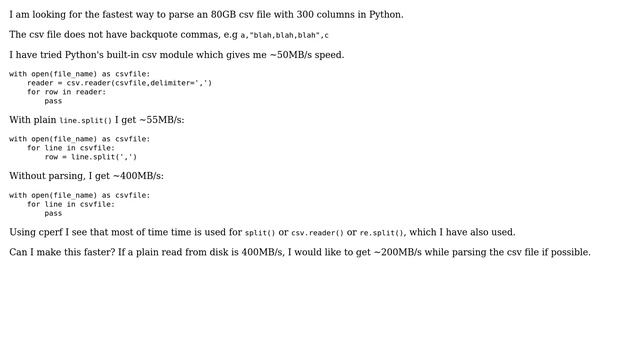 Need fast csv parser for Python to parse 80GB csv file смотреть онлайн