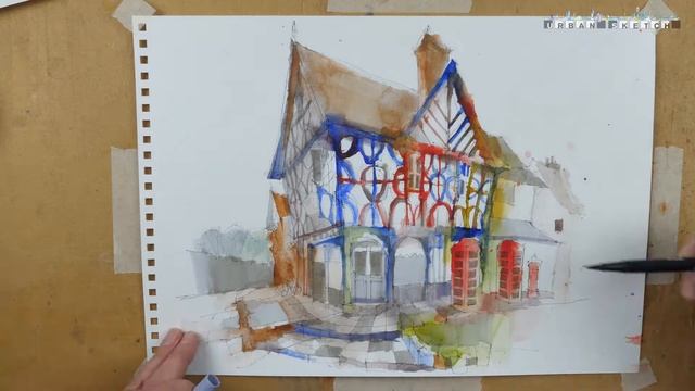 Ian Fennelly sketches the Tudor Tea Rooms in Port Sunlight, England - Urban Sketch Course Workshop смотреть онлайн