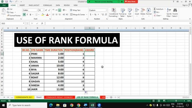 Rank Formula in Ms Excel | GIT Education смотреть онлайн