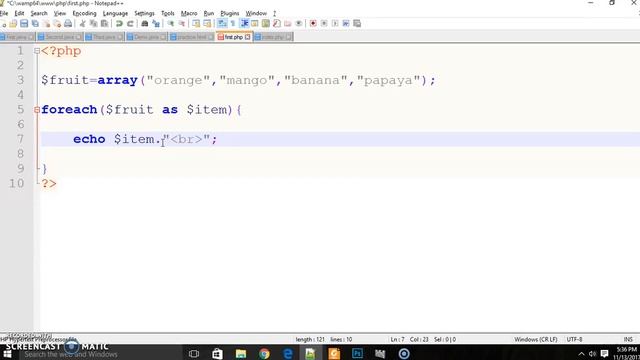 foreach loop for single dimentional array in php смотреть онлайн