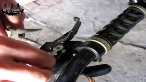 велоремонт, замена троса заднего переключателя на моноблоках SHIMANO велосипеда STELS