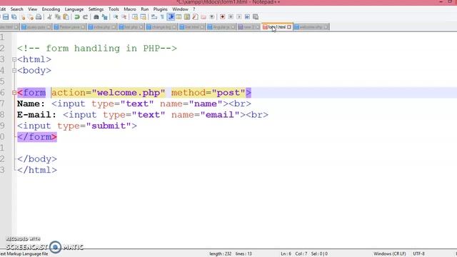Form handling in PHP смотреть онлайн