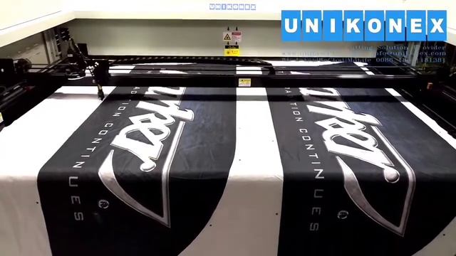 dye sublimation printed flag and banner laser cutting by Unikonex смотреть онлайн